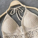 the CROP TOP BOHO - Women's Summer Bohemian Style Beach Bikini Short Sexy Hollow Out Knitted Tassel Crop Tops