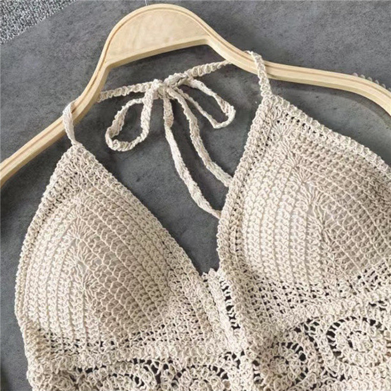 Women Summer Short Vest Sexy Hollow Out Vest Knitted Tassel Crop Tops Bohemian Style Beach Bikini Tank Tops Shirt Hot Tank Top