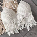 the CROP TOP BOHO - Women's Summer Bohemian Style Beach Bikini Short Sexy Hollow Out Knitted Tassel Crop Tops