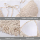 the CROP TOP BOHO - Women's Summer Bohemian Style Beach Bikini Short Sexy Hollow Out Knitted Tassel Crop Tops
