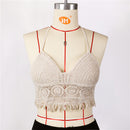 the CROP TOP BOHO - Women's Summer Bohemian Style Beach Bikini Short Sexy Hollow Out Knitted Tassel Crop Tops