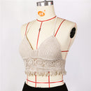 the CROP TOP BOHO - Women's Summer Bohemian Style Beach Bikini Short Sexy Hollow Out Knitted Tassel Crop Tops