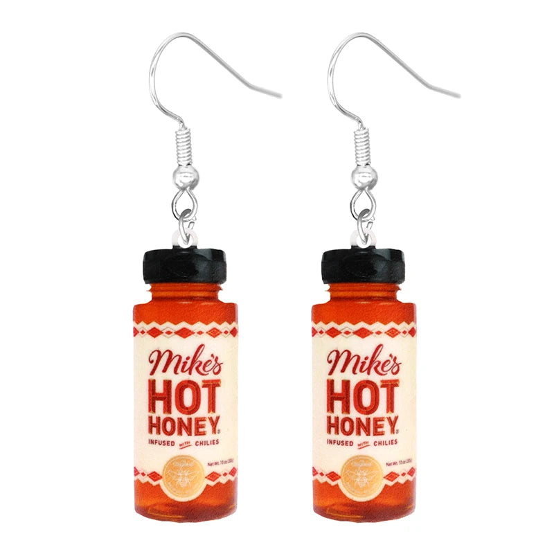 the PANTRY - Canned Bottle Snack Design Dangle Earrings, Cute Acrylic Jewelry Creative Food Ornaments