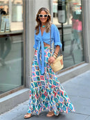 the SUNDAY STROLL - Boho Fashion Long Floral Summer/Autumn Loose Casual Elastic Waist Big Hem Long Skirts