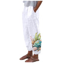 the REEF - Women's Spring/Summer Fashion Casual Linen Printed Trousers with Pockets