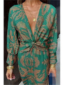 the ELEGANT BOHO - Sexy V-Neck Casual Comfortable Medium Length Dress for Women