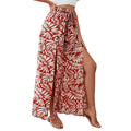 Fashion Printed Wide Leg Pants Women Culottes Front Split Bloomers Palazzo Pants Beach Style Cover Ups Women Wide Leg Trousers