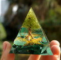 the GIVING TREE - Crystals Stone Orgone Pyramid Energy Generator Decoration, Natural Gravel Energy Tower, Crystal Epoxy Geometry Shape Ornaments