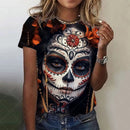 the SUGAR SKULL - Women's Fashion Casual Summer Short Sleeve Sexy Horror Undead Skull Pattern T-Shirts