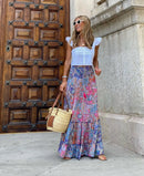 the SUNDAY STROLL - Boho Fashion Long Floral Summer/Autumn Loose Casual Elastic Waist Big Hem Long Skirts
