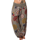 the ALI BABA - Women's Casual Fashion Floral Print Long Wide Leg Elastic Waist Bohemian Harem Pants