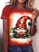 the HAPPY GNOME - Gnomes Printed Comfortable Crew Neck Short Sleeves Summer Style Casual T-Shirts for Women