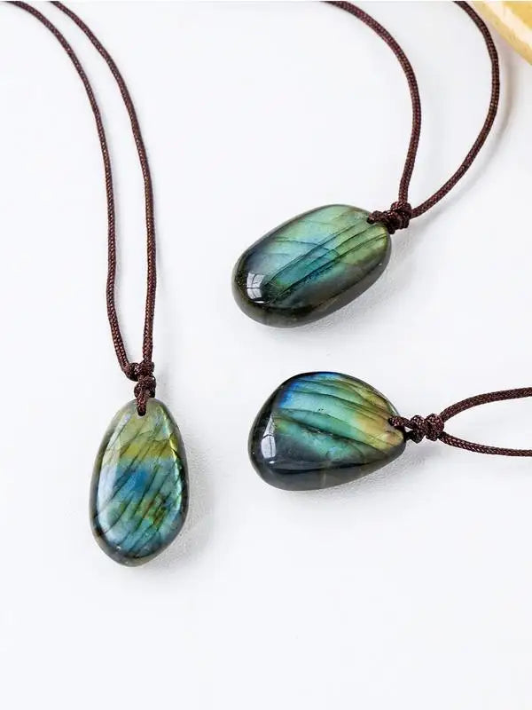 Natural Labradorite Pendant Necklaces Labradorite Necklace Energy Necklaces Healing Crystal Necklace Stones Ornament Home Decor