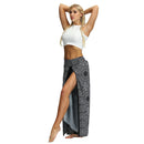 the MORACCAN - Women's Summer Casual Loose Wide Leg Wrap Long Soft Slit Leg Harem Dance Beach Boho Baggy Yoga Pants