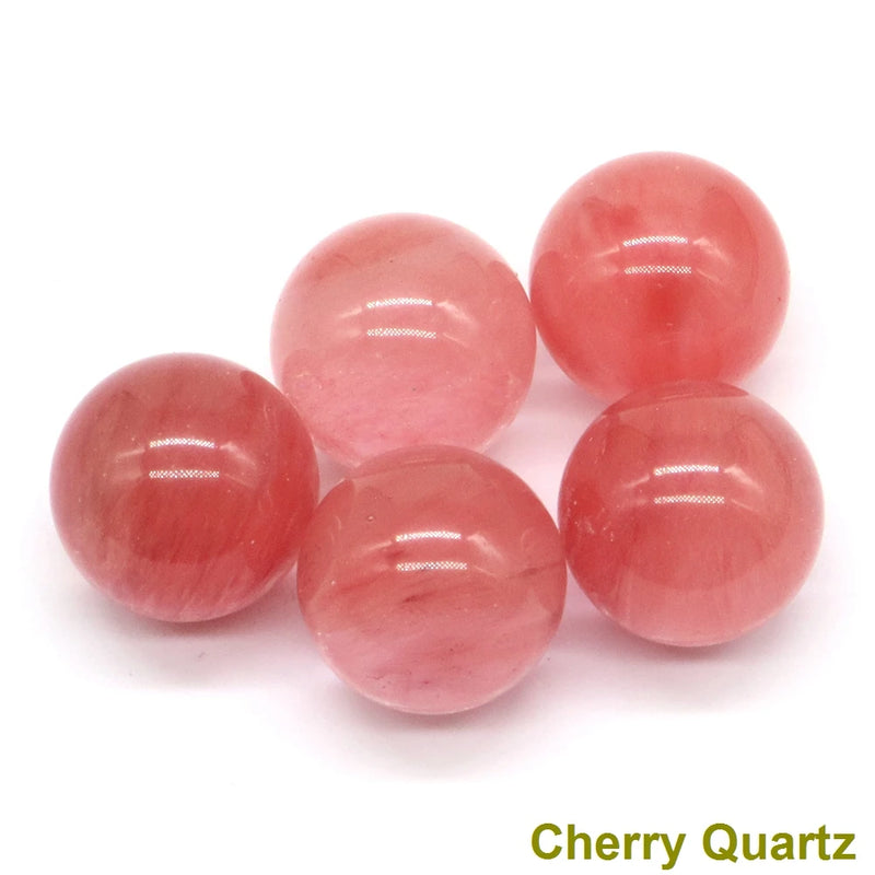 5PCS / Set Mini 16mm Natural Stones Crystals Round Ball Healing Reiki Amethyst Rose Quartz Energy Chakra Globe Beads Specimen