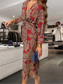 the ELEGANT BOHO - Sexy V-Neck Casual Comfortable Medium Length Dress for Women