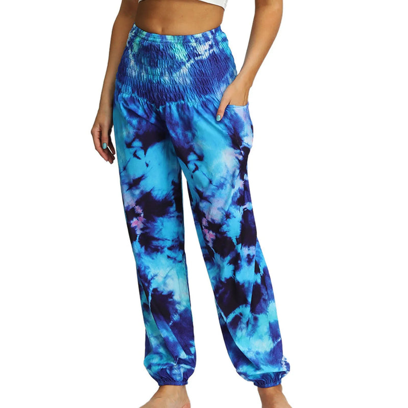 Women'S Pants Women'S Sweatpants Hippie Bohemian Palazzo Yoga Scrunched Bottom Women'S Tie Dye Harem Pants Vetement Femme