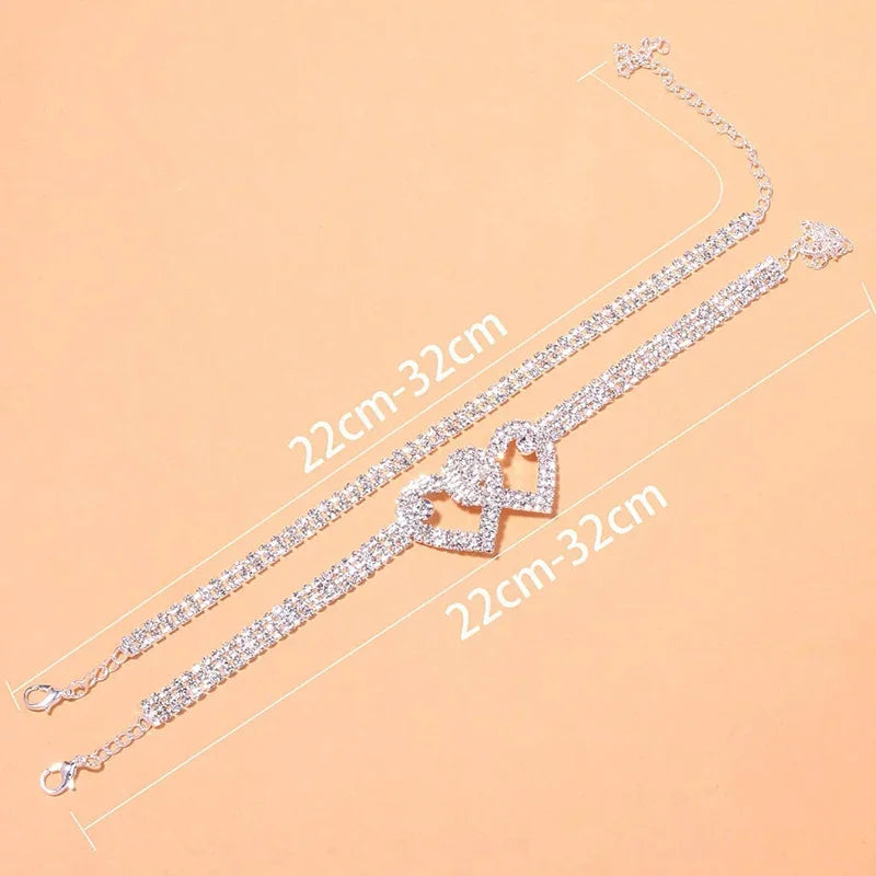 the FANCY FOOT - Fashion Rhinestone Chain Anklets for Women, Luxury Shining Ankle Bracelet, Female Wedding Party Jewelry Foot Accessories