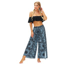 the MORACCAN - Women's Summer Casual Loose Wide Leg Wrap Long Soft Slit Leg Harem Dance Beach Boho Baggy Yoga Pants