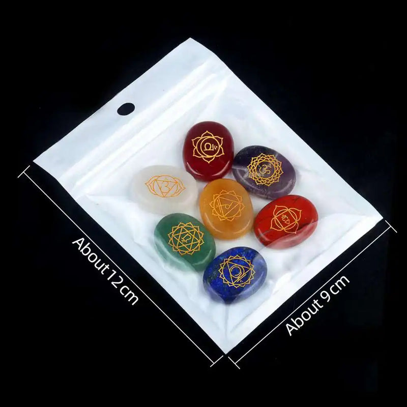 7Pcs/Set Chakra Reiki Healing Crystal Stone Set Yoga Energy Natural Stone Carved for Meditation Balancing