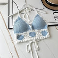 National Style Women Swimwear Top Fashion Bohemian Beach Wear Outfit with Chest Pads Summer Sling Sexy Crochet Short Vest