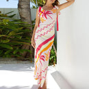 the COCO CABANA - Women's Boho Beach Fashion Print Casual Sleeveless Side Split Slim Long Sexy O-Neck Bow Tie-Up Suspender Dress