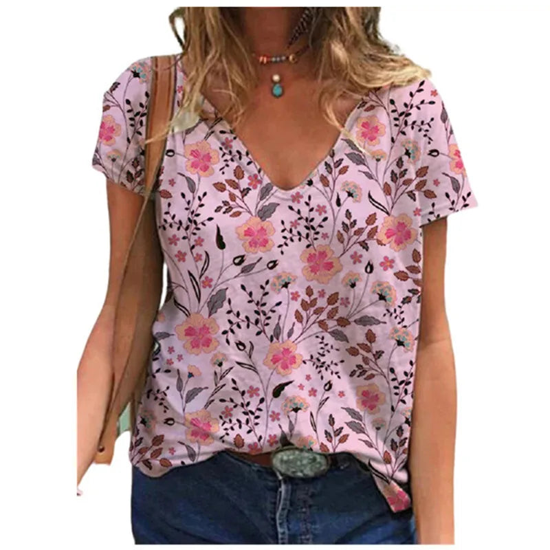 Oversized Summer Women Tops Fashion Short Sleeve 3d Flower Print Beauty T Shirt Streetwear Loose Harajuku Casual Female Clothing