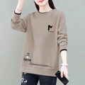 Commuter Women's Clothing Pullover Letter Printing Lantern Long Sleeve Hoodies Casual Loose Spring Autumn Round Neck Tops