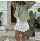 the BOHO TIE - Female Street Tops Linen Lace Up Long Sleeve Fashion Chic Casual Loose V-Neck Shirt