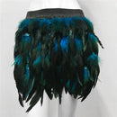 the PEACOCK BOHO - Fluffy Feather Burning Festival Elastic Waist Carnival Rave Mini Skirts