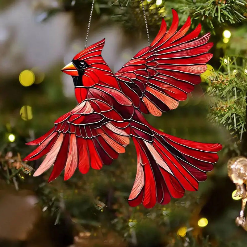 the SUNCATCHER - Winged Hanging Cardinal Christmas Ornaments, Hummingbird Suncatchers Gift