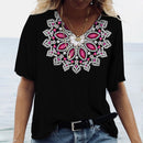 the EMBLEM - Women's 3D Fashion Gradient Oversized Short Sleeve V-Neck T-Shirts