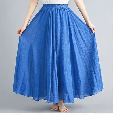 Fashion Clothes Women Clothing Skirts Vintage Y2k Elegant Streetwear Bohemian Cotton Linen Casual Vestido De Festa Long Skirt