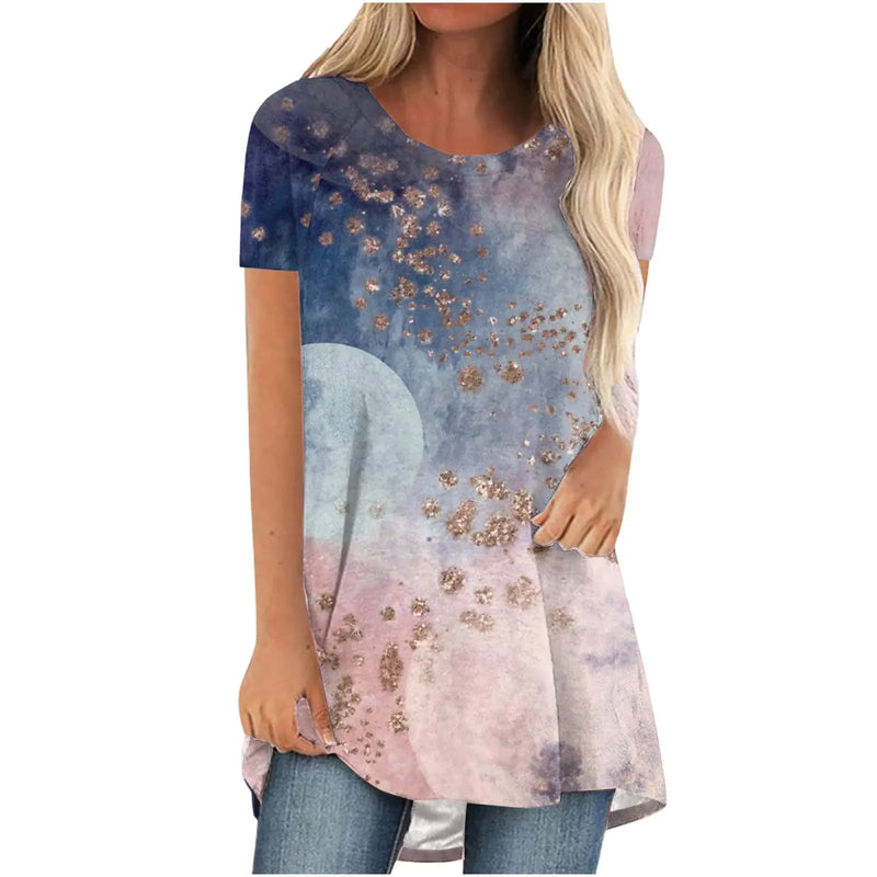 New Colourful Floral 3D Print T-Shirts Streetwear Women Casual Short Sleeve T Shirt Oversized Tunic Y2K Tops Tees Woman Clothing