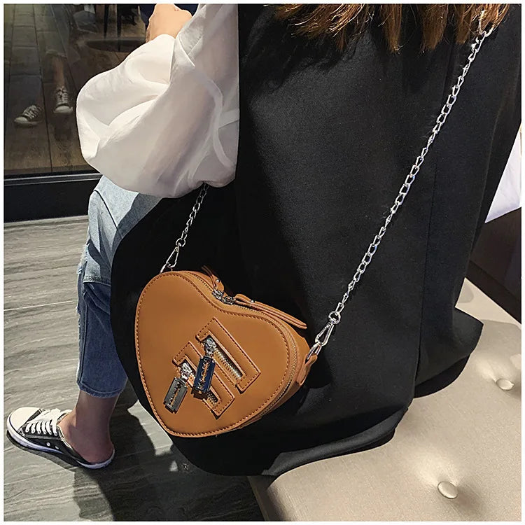 the GOTHIC HEART - Gothic Heart Blade Zipper Chain Crossbody Bags for Women/Girl, Casual Shoulder Purses Handbags