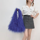 the SHAGGY - Women's Wool Plush Shoulder Bags, Hot Girls Faux Fur Drawstring Bucket Bag, Fashion Female Furry Purse Tote Handbags