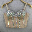 the JEWELED POPSTAR - Sexy Club Corset Streetwear Casual Camis Summer Party Fashion Tank Tops