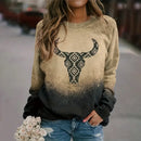 the NATIVE - Long Sleeve Tops Fashionable 3D Horse Pattern Printed Pullover Loose Tops for Women