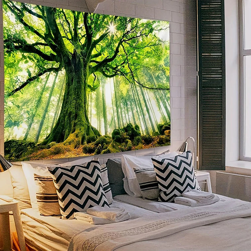 the ENCHANTED FOREST - Natural Forest Tree Wall Tapestry, 3D Printed Wall Art, Wall Hanging Bedroom Living Room Dormitory Decoration