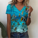 the DEEP DIVE - Summer 3D Print Sea Turtle V-Neck Oversized T-Shirts for Women