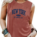 the SURF & TURF TANK - Summer Casual Breathable Tank Top Round Neck Printed Letter Pattern Oversized Women's Loose Top