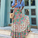 the SUNDAY STROLL - Boho Fashion Long Floral Summer/Autumn Loose Casual Elastic Waist Big Hem Long Skirts