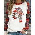 Ethnic Feather 3d Print Crew Neck Hoodie Women Fashion Casual Vintage Hoodies Women Sweats Hooded Coat Clothes Femme Sudadera