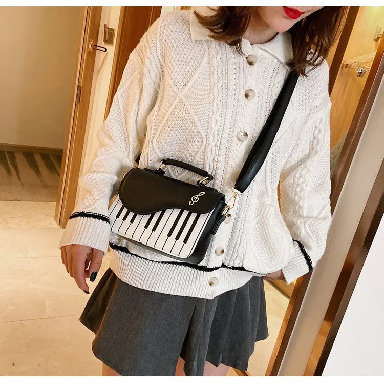 the KEYBOARD - Piano Design Women Shoulder Bags, PU Leather Messenger Bag, Handbag Fashion Crossbody Bag/Pocket Coin Purse