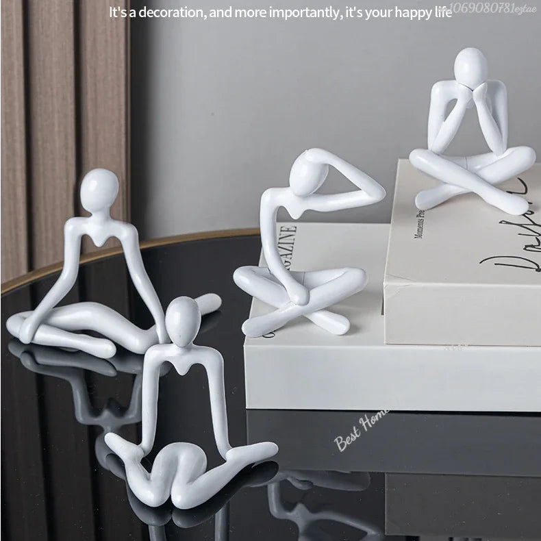 the STICK PEOPLE - 1pc Plastic Thinker Statues Abstract Mini Characters Figurines, Home Office Study Room Bookshelf Decor Accessories