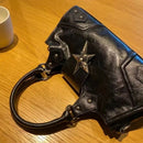 the WESTERN STAR - Gothic Star Girl Black Bag, Women Vintage Handbag, Fashion Shoulder Bag, Large Capacity PU Crossbody, Goth Purse/Punk Tote Bags