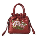 the SATCHEL - Retro Elegant Satin Silk Embroidery Totes for Women, Floral Drawstring Handbag, Woman Purse/Wallet Small Tote Bags