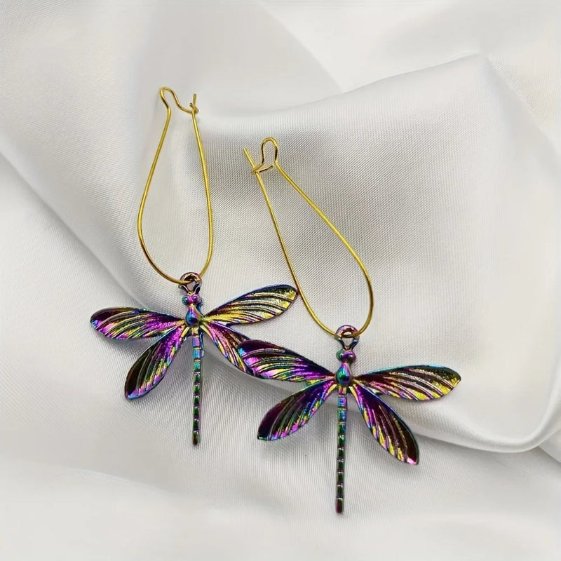 the DRAGONFLY - Colorful Alloy Dragonfly Earrings Jewelry Gift