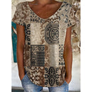 the ANCIENT - Indian Elephant Geometry 3D Print Streetwear V-Neck Oversized T-Shirts for Women