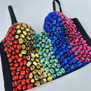 the JEWELED POPSTAR - Sexy Club Corset Streetwear Casual Camis Summer Party Fashion Tank Tops